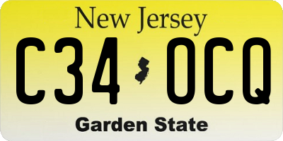 NJ license plate C34OCQ