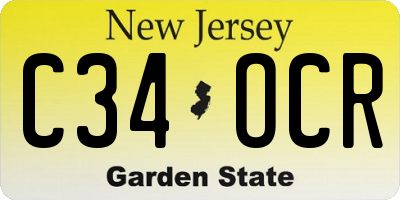 NJ license plate C34OCR