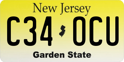 NJ license plate C34OCU
