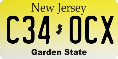 NJ license plate C34OCX