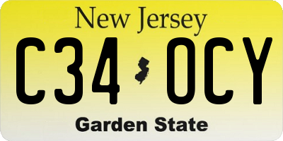 NJ license plate C34OCY