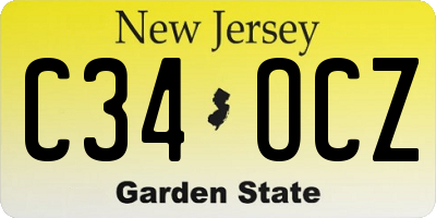 NJ license plate C34OCZ