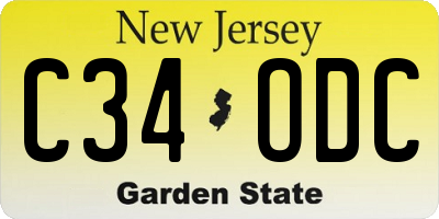 NJ license plate C34ODC