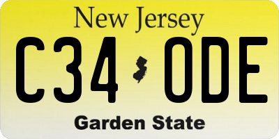 NJ license plate C34ODE