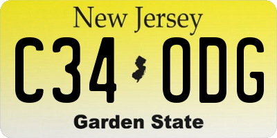 NJ license plate C34ODG
