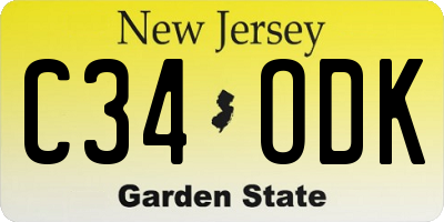 NJ license plate C34ODK