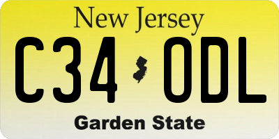 NJ license plate C34ODL