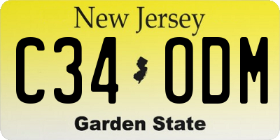 NJ license plate C34ODM
