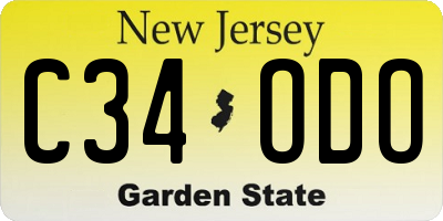 NJ license plate C34ODO