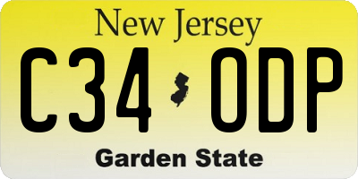 NJ license plate C34ODP