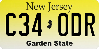 NJ license plate C34ODR
