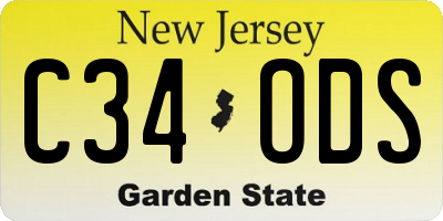 NJ license plate C34ODS