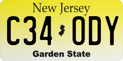 NJ license plate C34ODY