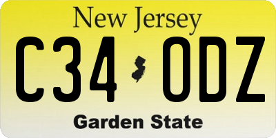 NJ license plate C34ODZ