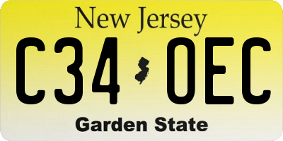 NJ license plate C34OEC