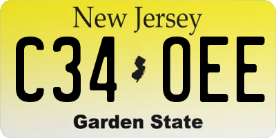 NJ license plate C34OEE