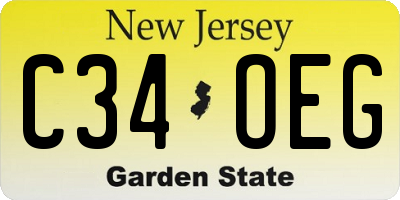 NJ license plate C34OEG