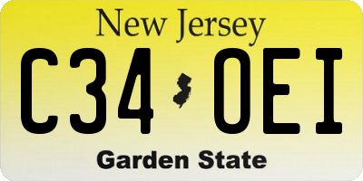 NJ license plate C34OEI