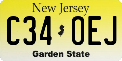 NJ license plate C34OEJ