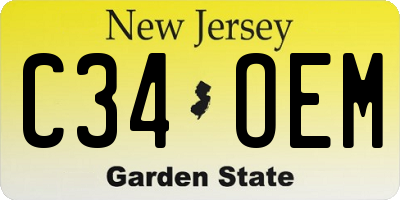 NJ license plate C34OEM
