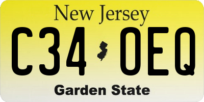 NJ license plate C34OEQ