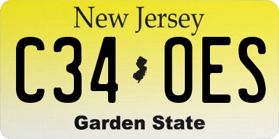 NJ license plate C34OES