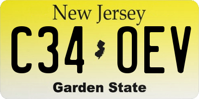 NJ license plate C34OEV