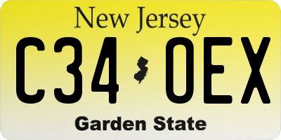 NJ license plate C34OEX