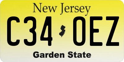 NJ license plate C34OEZ