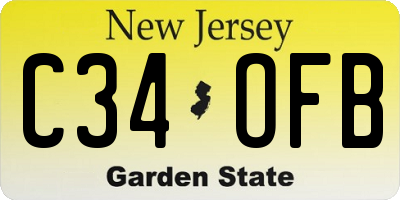 NJ license plate C34OFB