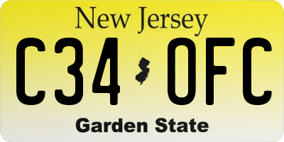 NJ license plate C34OFC