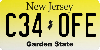 NJ license plate C34OFE