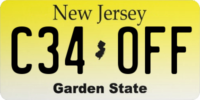 NJ license plate C34OFF