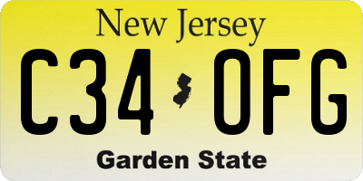 NJ license plate C34OFG