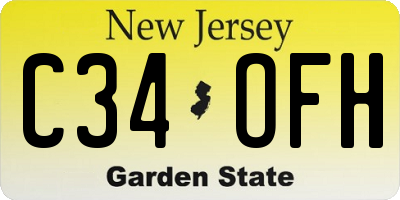 NJ license plate C34OFH