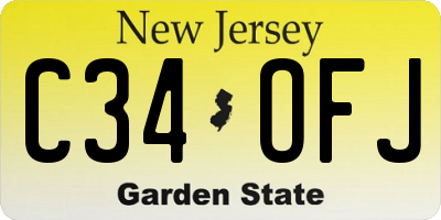 NJ license plate C34OFJ
