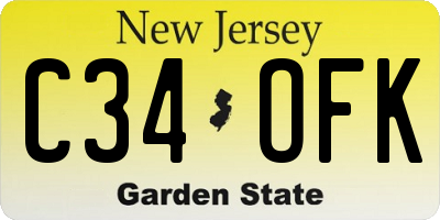 NJ license plate C34OFK