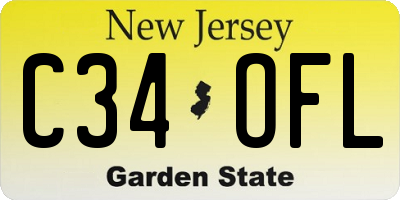 NJ license plate C34OFL