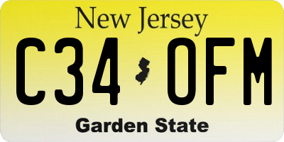 NJ license plate C34OFM