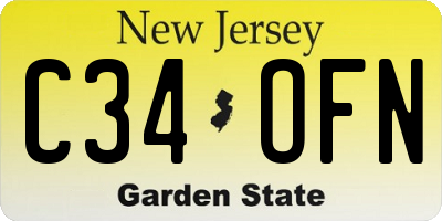 NJ license plate C34OFN