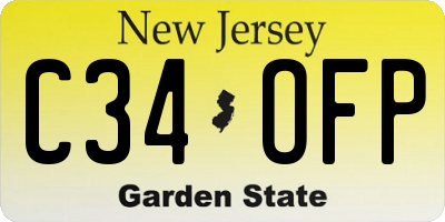 NJ license plate C34OFP
