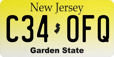 NJ license plate C34OFQ