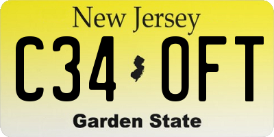 NJ license plate C34OFT