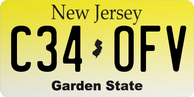 NJ license plate C34OFV