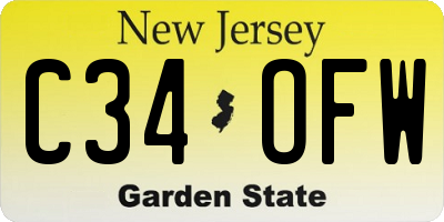 NJ license plate C34OFW