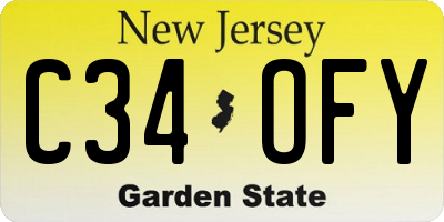 NJ license plate C34OFY
