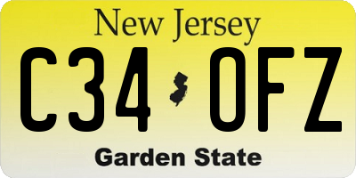 NJ license plate C34OFZ