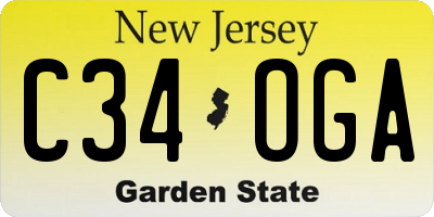 NJ license plate C34OGA