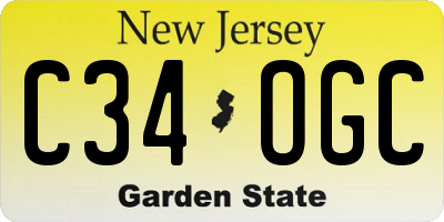 NJ license plate C34OGC