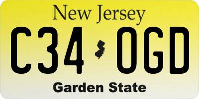 NJ license plate C34OGD